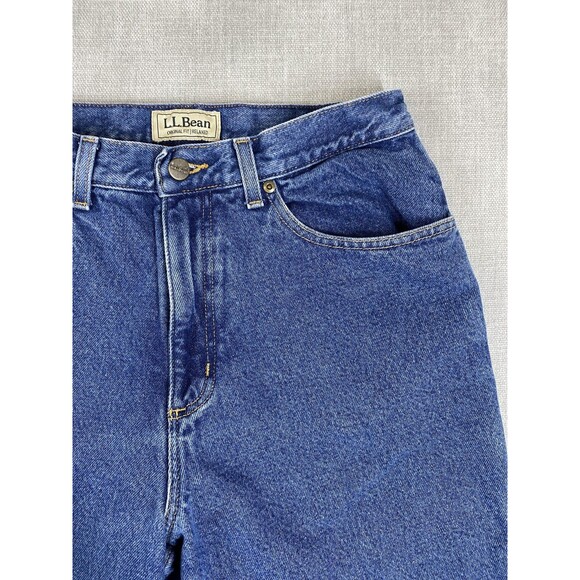 LL Bean Jeans Womens 12 Medium Blue Original Fit Relaxed Flannel Lined Plaid - Picture 3 of 12